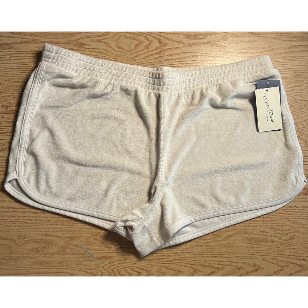 New Women’s Universal Thread Terry Shorts Elastic Waistband Tan size XL